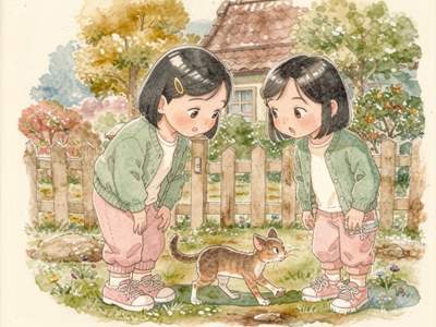 별잎 고양이와 봄날의 비밀 — 동물 어린이 동화 표지